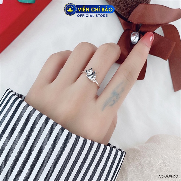 Nhẫn bạc nữ mèo chiêu tài chất liệu bạc 925 thời trang phụ kiện trang sức Viễn Chí Bảo N000428