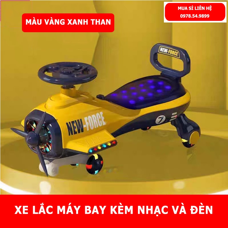 Xe lắc cho bé hình máy bay, Xe chòi chân cao cấp kèm đèn nhạc