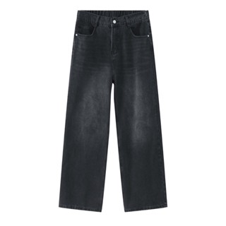 Quần baggy jean đen wash cạp cao mix chun ống rộng Basic Brokeboiz