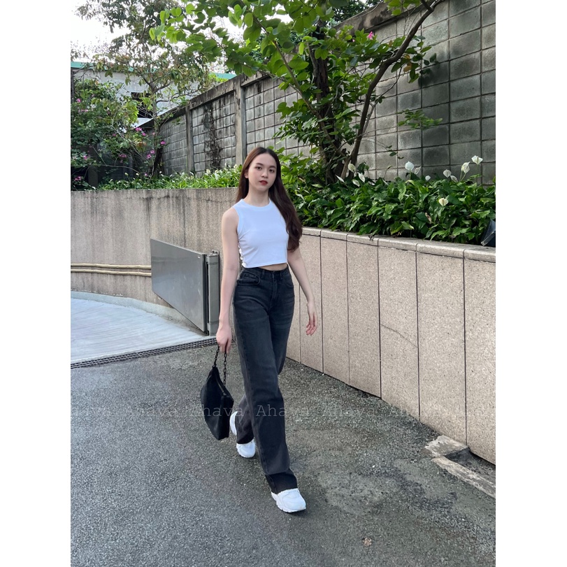 QUẦN JEANS DÀI ỐNG SUÔNG LAI XẢ NGƯỢC MÀU XÁM