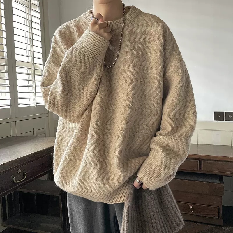 Áo Sweater Tay Dài Cổ Tròn Dáng Rộng Thời Trang Cho Nam