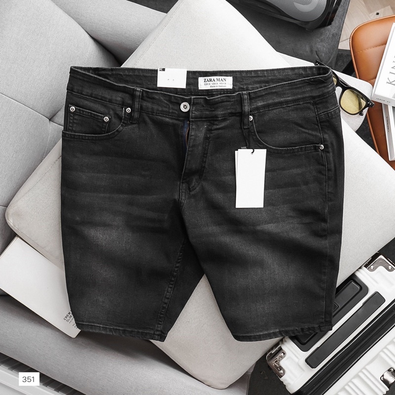 Quần Short Jean Nam cao cấp màu xám wash vải co giãn xịn đẹp