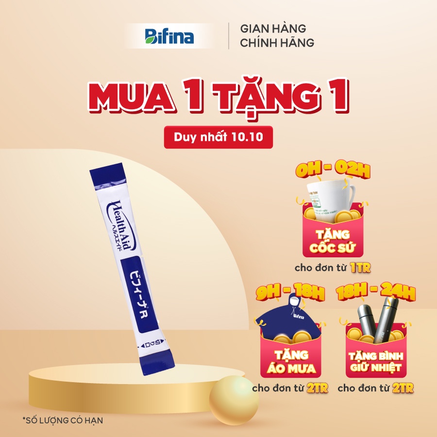 Men vi sinh Bifina Nhật Bản -1 gói-Dành cho người:Viêm đại tràng, rối loạn tiêu hóa, hội chứng ruột kích thích