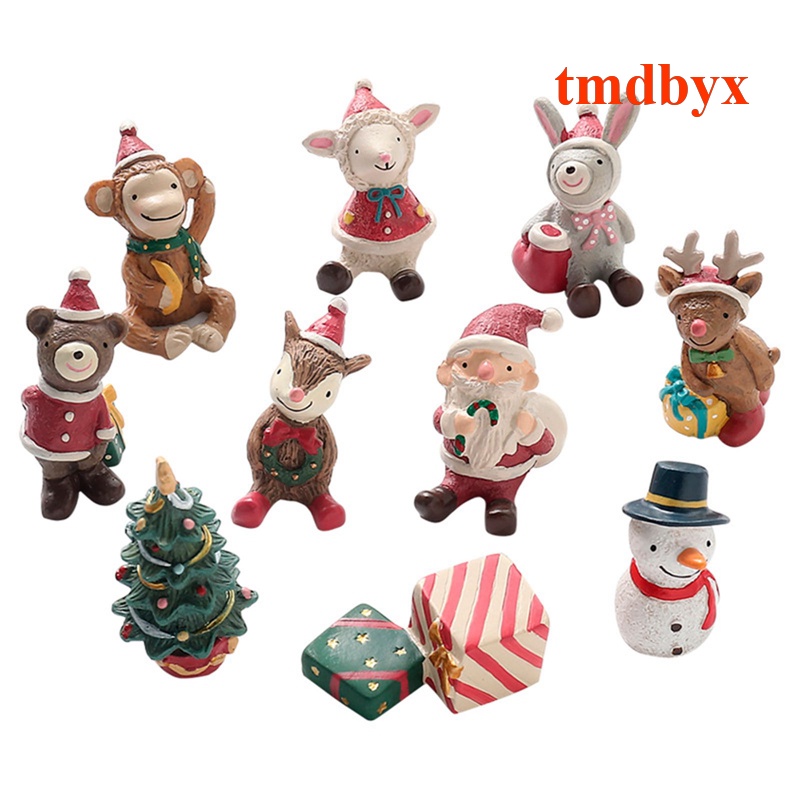 Mô Hình Gia Đình Động Vật Hoạt Hình Mini Bằng Nhựa Resin Trang Trí Giáng Sinh