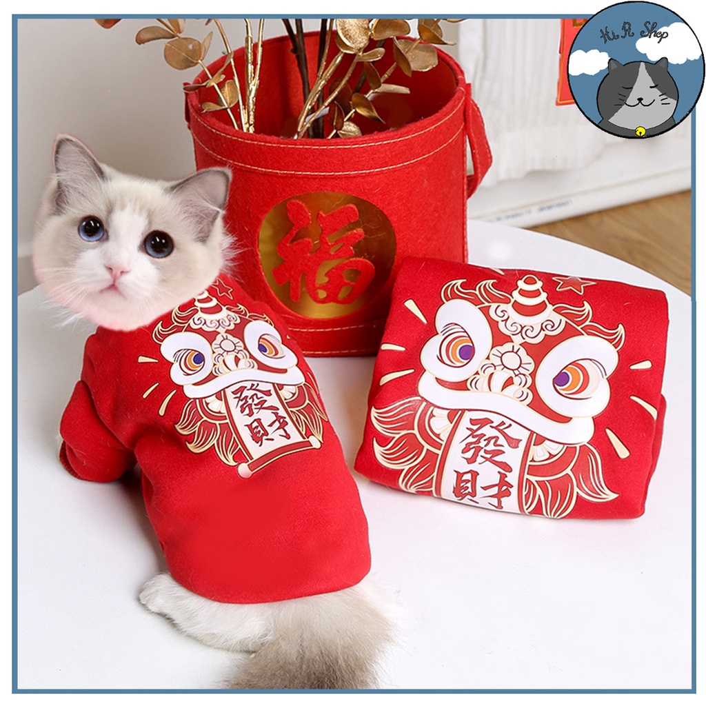 Áo Tết Hình Lân Áo Thiết Kế Xinh Xắn Cho Thú Cưng Áo Mùa Đông Cho Chó Mèo