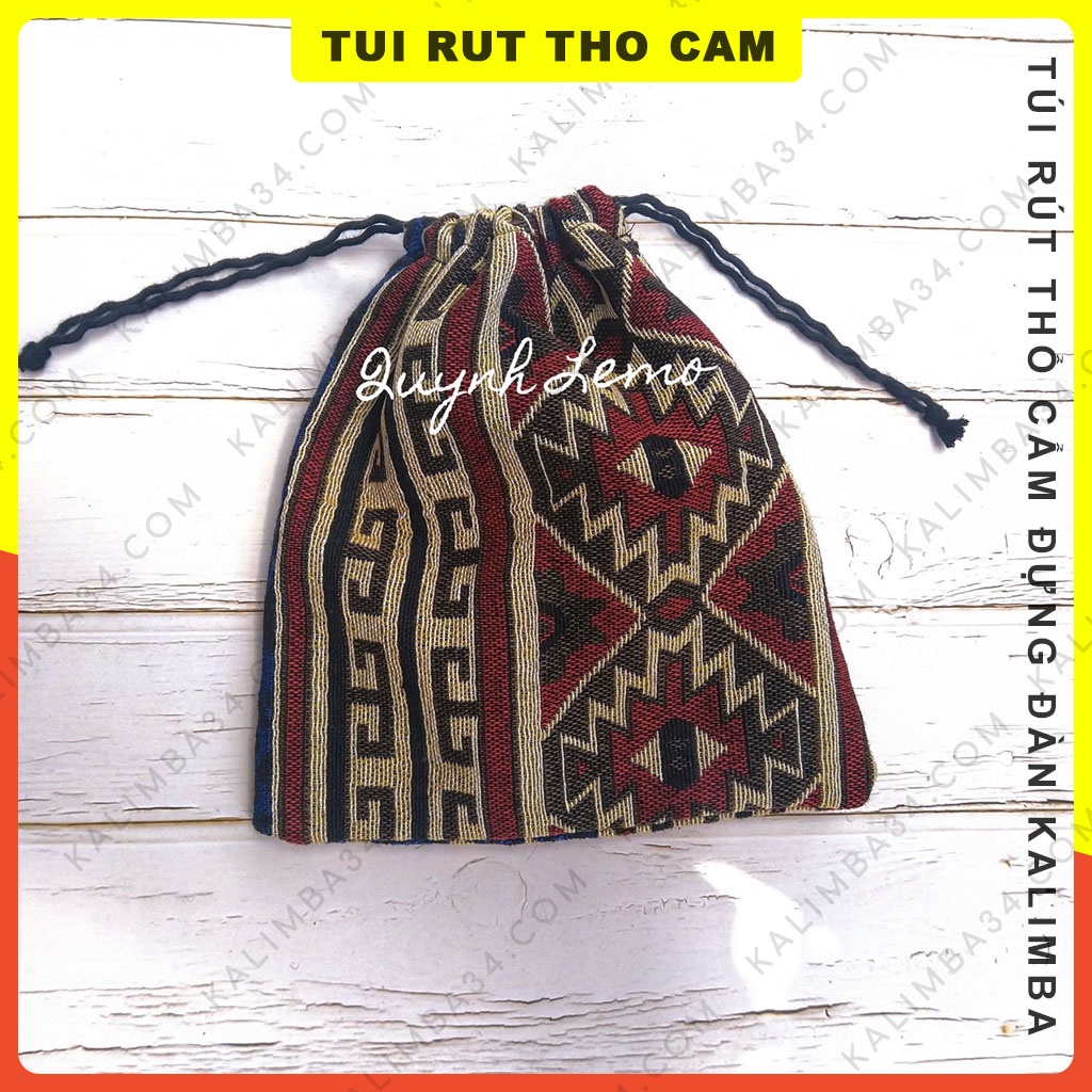Túi rút thổ cẩm đựng đàn kalimba 17 phím vải thổ cẩm hoa văn ngẫu nhiên chống trầy, chống bụi bẩn