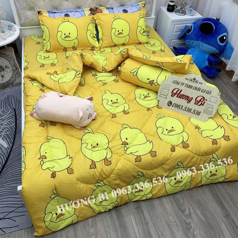 Trọn Bộ Chăn Phao bò sữa 5 Món Poly cottton loại 1 Chăn Bông Như Hình