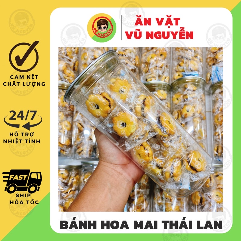 Bánh Quy Bông Hoa Mai Nhân Mứt Khóm Thái Lan 250g - Ăn Vặt Vũ Nguyễn Vừa Ngon Vừa Rẻ - Ship Hỏa Tốc