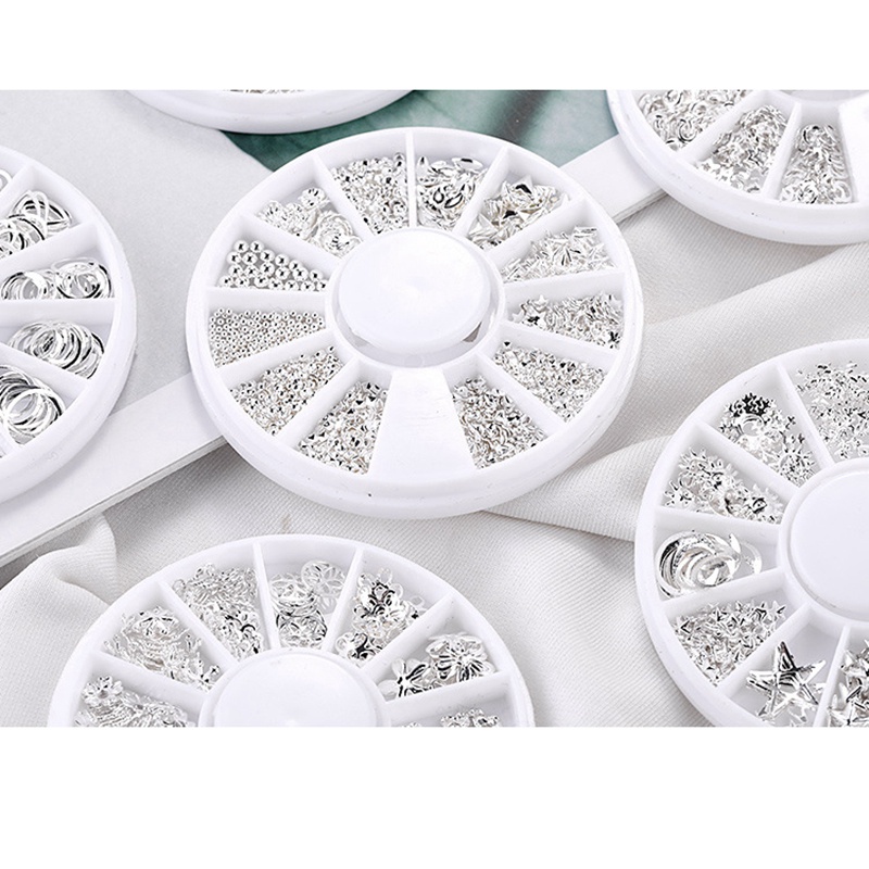 Hộp Phụ Kiện Đinh Tán Trang Trí Móng Tay Bằng Hợp Kim 12 Lớp Hình Trăng Sao