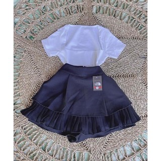 Set chân váy 2 tầng + croptop cổ vuông trơn