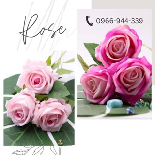 Hoa hồng trang trí Hoa Giả Hoa Lụa, Cành dài 51cm