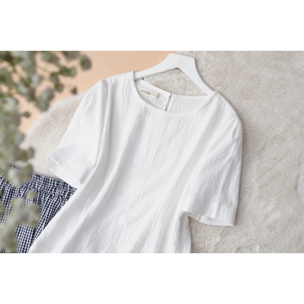 Áo xốp cotton KANAMY cổ tròn màu trắng