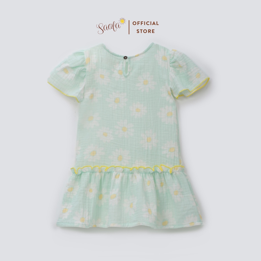 Váy Bé Gái Cổ Tròn Tay Bèo Nhún Tùng Xòe Chất Liệu Muslin Thoáng Mát - BERRY DRESS - DRM031 - SAOLA KIDS CLOTHING