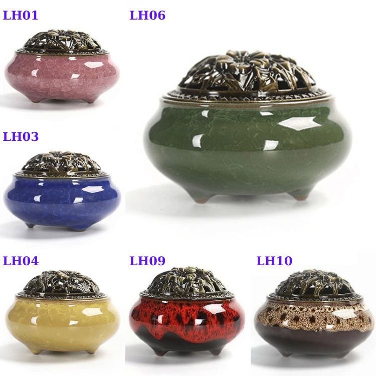 Lư xông trầm cao cấp, Lư đốt trầm men rạn ngọc loại 1 - Mẫu đẹp, không tì vết, dùng là mê