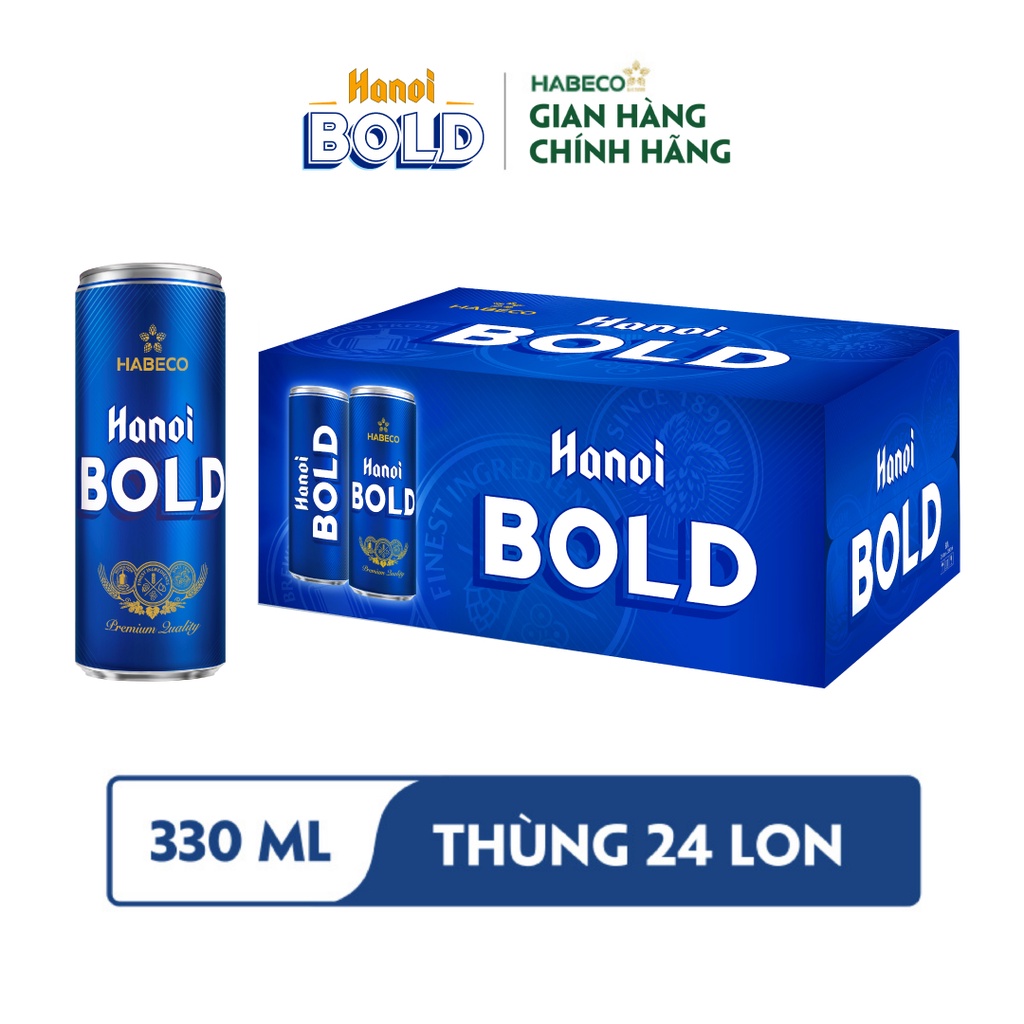 HỎA TỐC HÀ NỘI - Thùng 24 lon Bia Hanoi BOLD - HABECO (330ml/lon)