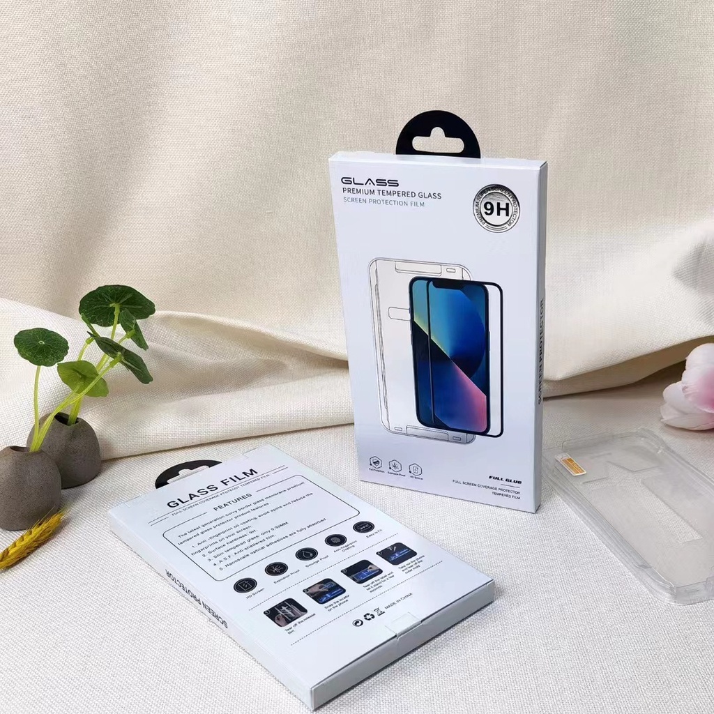 Kính Cường Lực Iphone Tự Dán Tự Hút Bụi  - Có Khung Tự Dán - Có Màng Bảo Vệ Loa - Chính Hãng HD Design