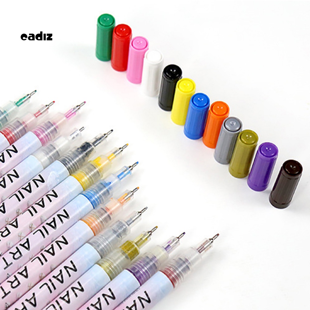 Set 12 Bút Màu Vẽ Móng Nghệ Thuật DIY Nhanh Khô