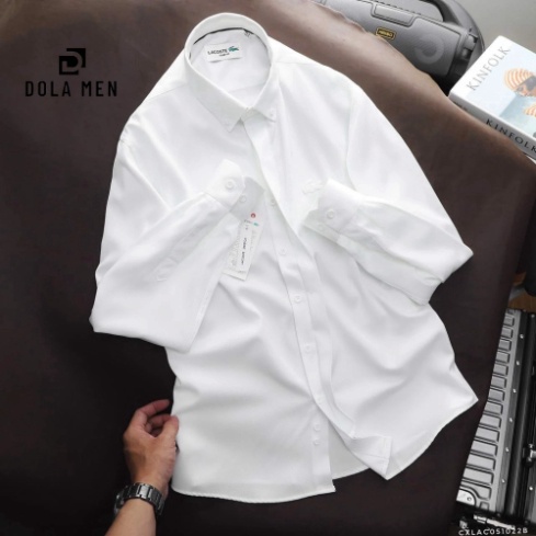 Áo Sơ Mi Lụa LACOSTE GIẤU NÚT TAY DÀI Hàng Cao Cấp Dolamen