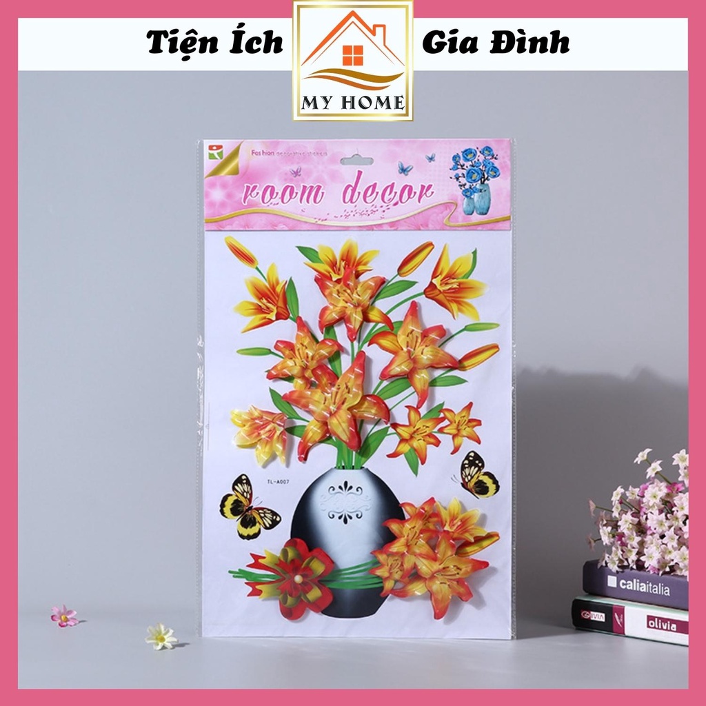 Tranh hoa 3D dán tường, tranh hoa nổi dán tường trang trí nhà cửa, decor phòng