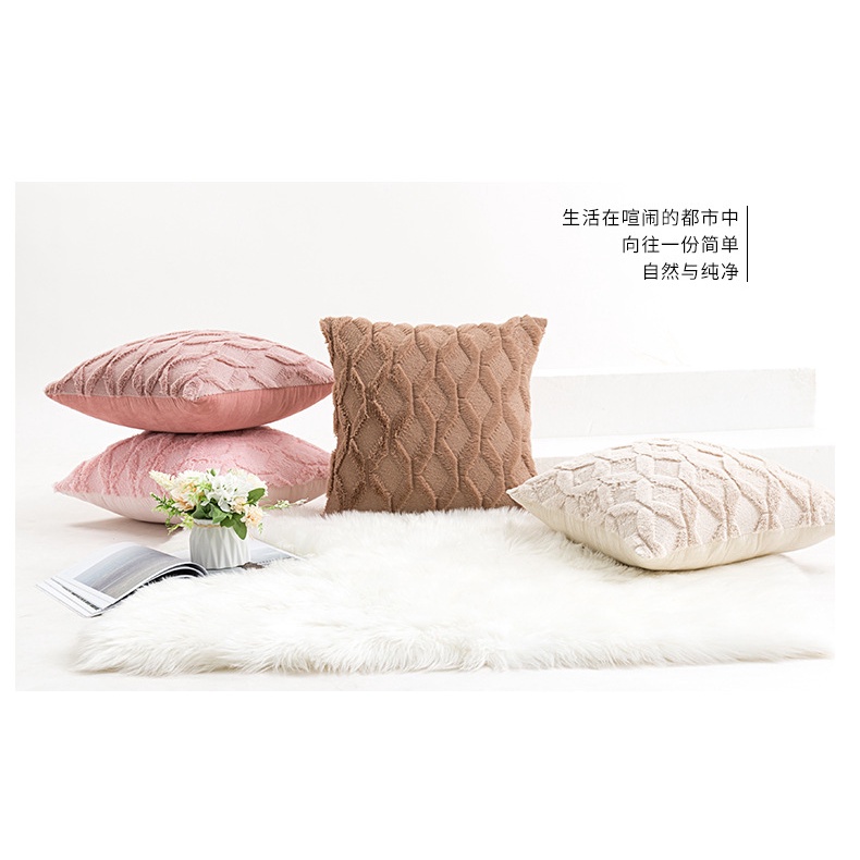 Vỏ Gối Màu Trơn Mềm Mại Kích Thước 30 * 35 / 45 * 45 / 50 * 50cm Phong Cách Bắc Âu