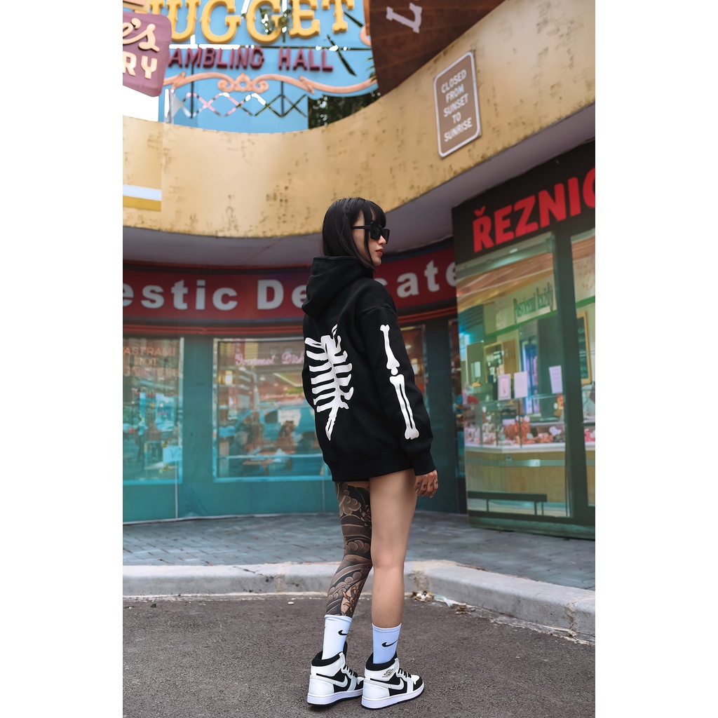 Áo hoodie nam nữ unisex in Skeleton 4Street, áo khoác nỉ dài tay có mũ form rộng oversize 4ST-HD52