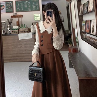 [ 25 ] Váy Chéo Hàn Giả Hai Mảnh Dáng Xoè Tay Pha 2 Màu Siêu Xinh Có Ảnh Thật