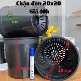 Size 20-20cm Chậu nhựa đen tròn cứng có khớp nối trụ - trồng cây kiểng; trầu bà; cây leo, chậu kiểng, sen đá, bền, đẹp
