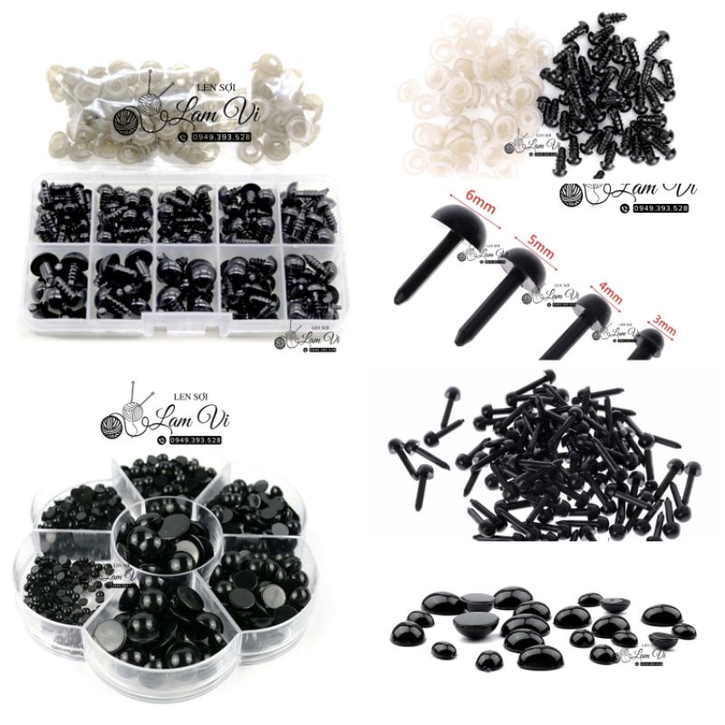 🍀Mắt Thú Đen Gắn Gấu Bông