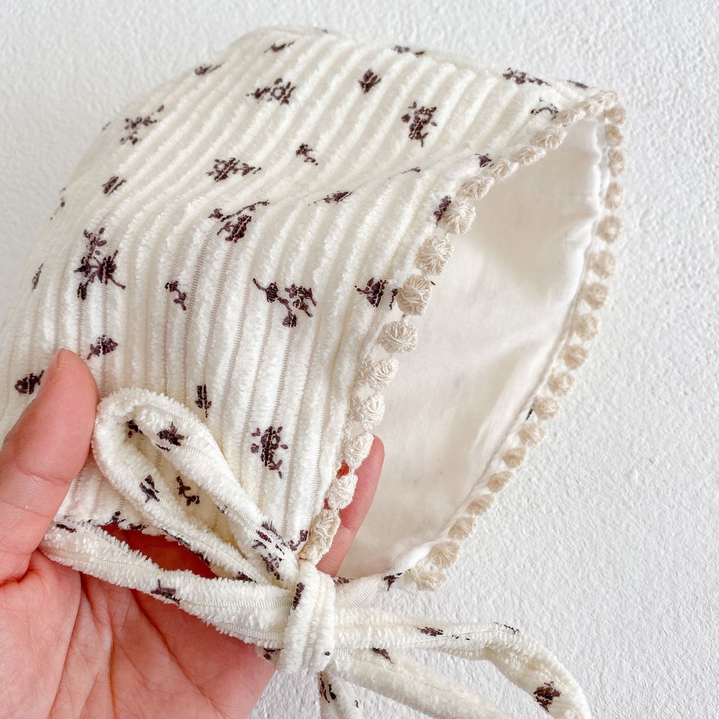 Bộ Áo Liền Quần Vải Cotton Tay Dài In Hoa Nhỏ Dễ Thương Phong Cách Hàn Quốc Cho Bé Gái Sơ Sinh