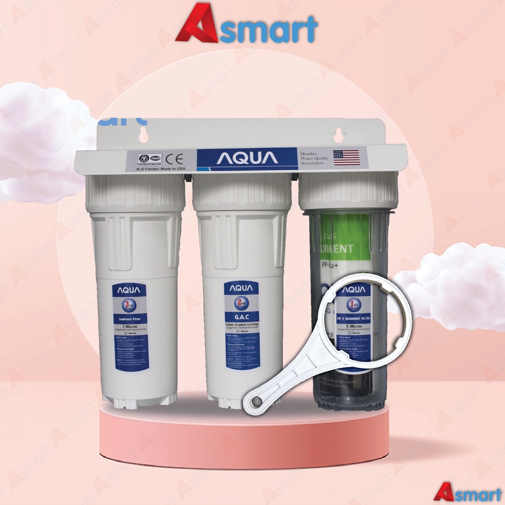 Bộ 3 cốc lọc thô Aqua 10 inch chính hãng