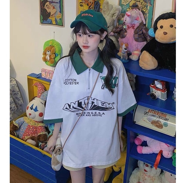 Áo Thun Polo Form Rộng Tay Lỡ Unisex Nam Nữ ANTHEM Siêu Chất Camshop