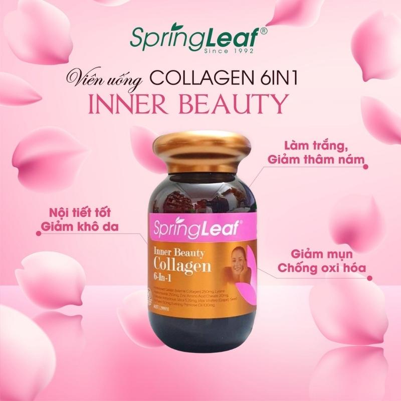 Viên collagen Spring Leaf Inner Beauty collagen 6-in-1 Advanced chính hãng Úc 90v / 180v chống lão hóa đẹp da | BigBuy360 - bigbuy360.vn
