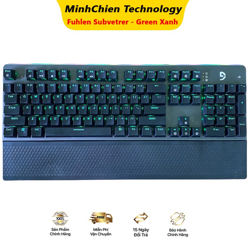 Bàn Phím Cơ Gaming Fuhlen Subverter- Green Like New Có Kê Tay Siêu Bền