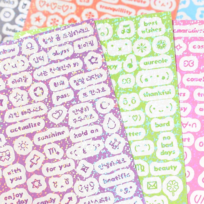 Sticker trang trí chữ nhãn dán biểu tượng hologram