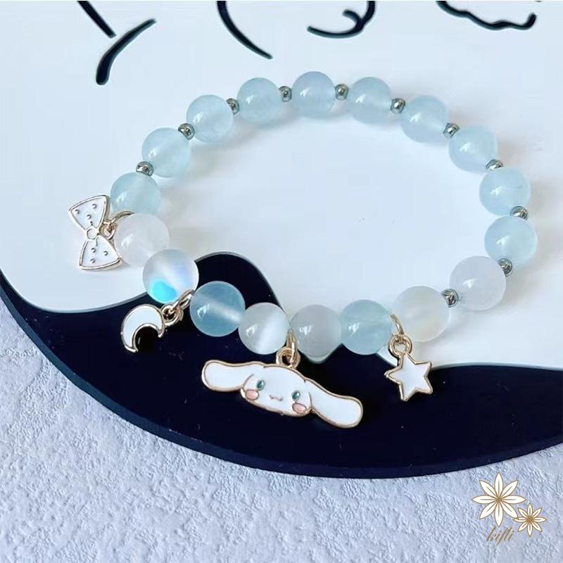 SANRIO Vòng Đeo Tay Chuỗi Hạt Co Giãn Mặt Dây Đôi Hình Cinnamoroll Kuromi My Melody Dễ Thương Dành Cho Nữ