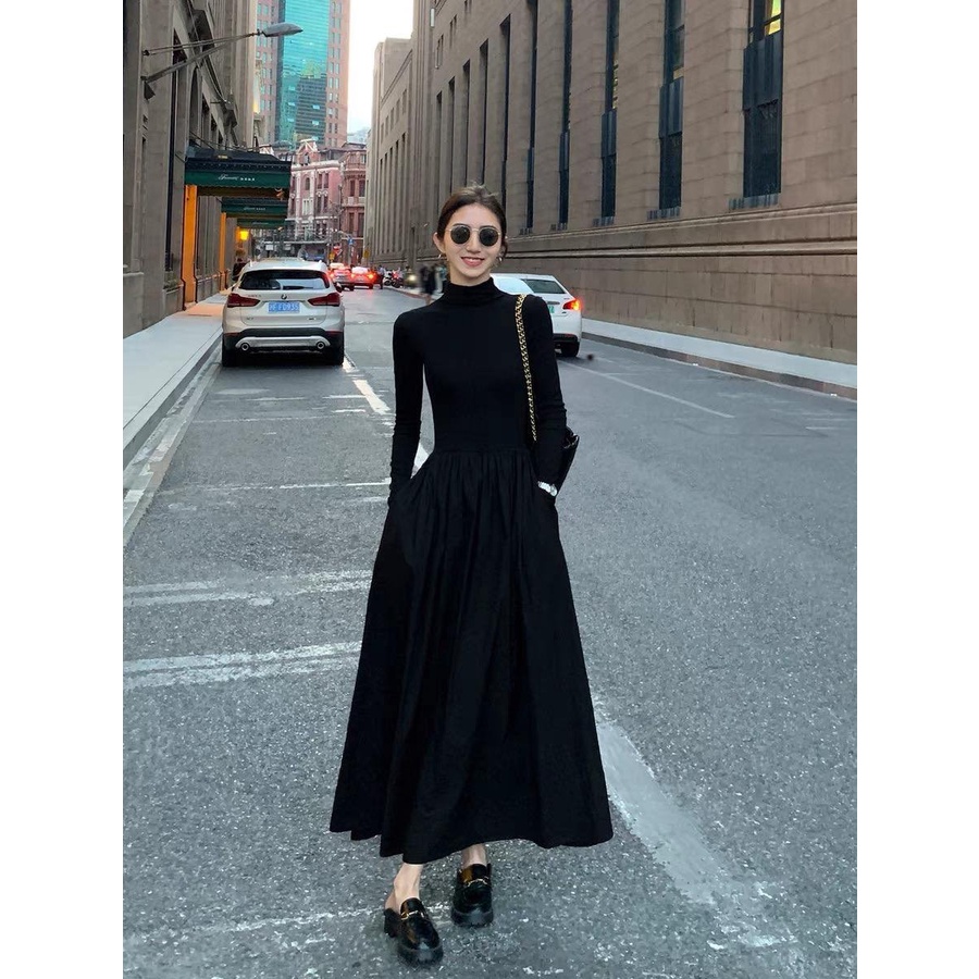 Váy Thun Công Sở Sang Chảnh Cổ Cao Hack Dáng Dài Tay - Ellie Dress