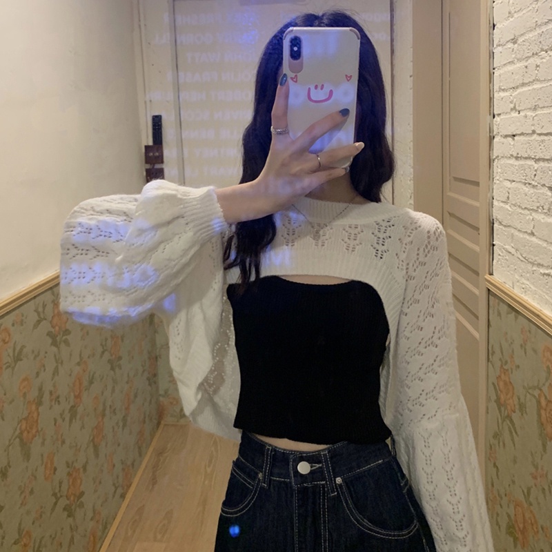 Áo dệt kim XINLANYASHE tay dài dáng rộng phong cách Hàn Quốc cá tính cho nữ