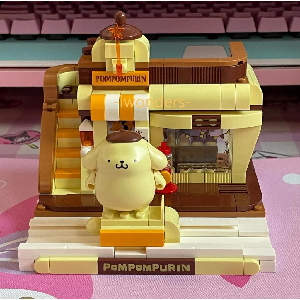 Sanrio Street View series Xếp hình Khối xây dựng kuromi My Melody Ice Cream House sáng tạo mô hình DIY trang trí Quà tặng Đồ chơi