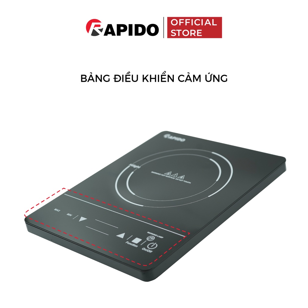 Bếp hồng ngoại đơn Rapido RC2000ES 2000W 8 mức điều chỉnh, nấu nhanh tiết kiệm điện, phù hợp mọi gia đình