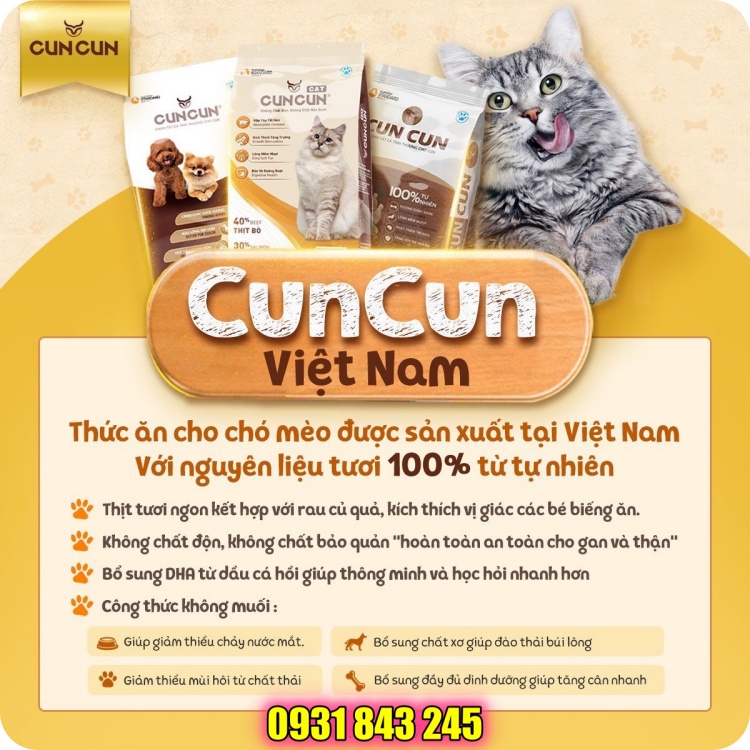 Thức ăn chó CunCun cao cấp | Dạng hạt khô 100% Organic | Tiêu chuẩn Mỹ | Phù hợp với mọi loại chó