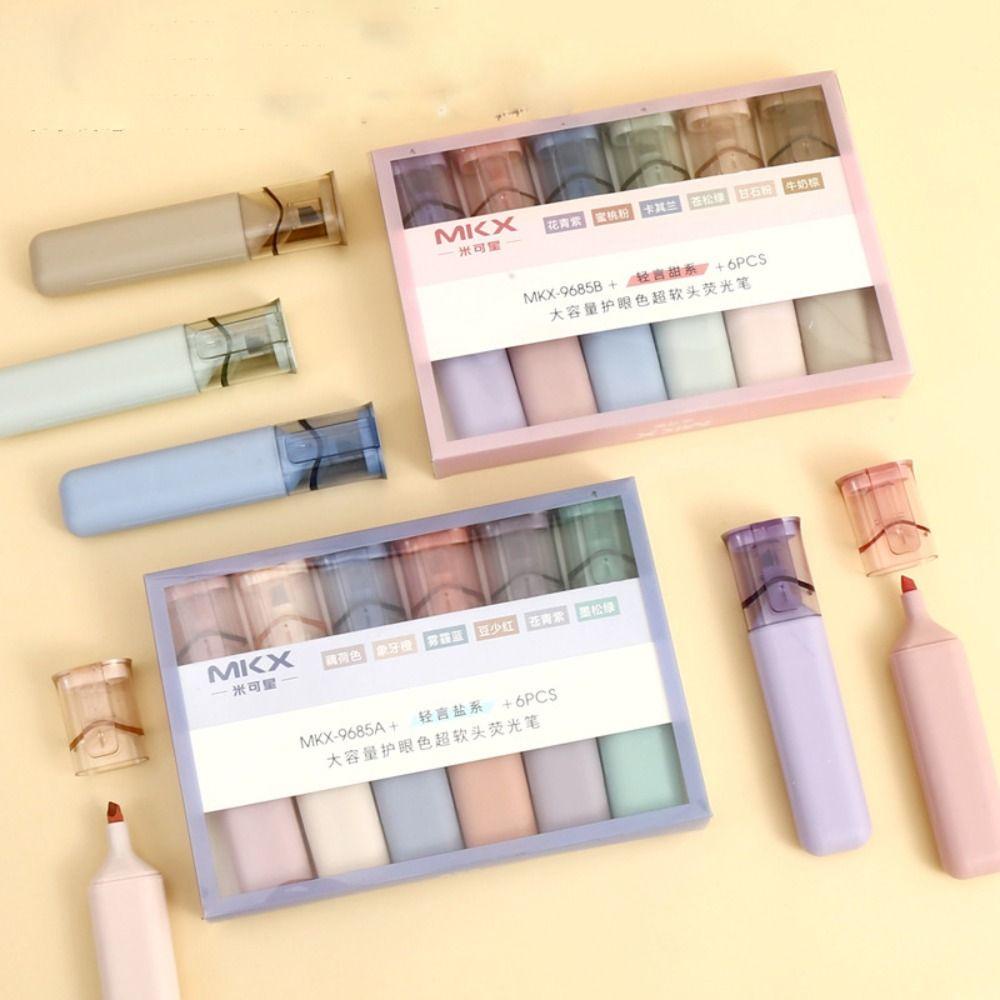 Set 6 Bút Đánh Dấu Họa Tiết Dễ Thương Dành Cho Học Sinh