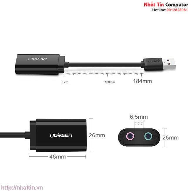 Card sound USB 2.0 to 3.5mm chính hãng Ugreen 30724 cao cấp