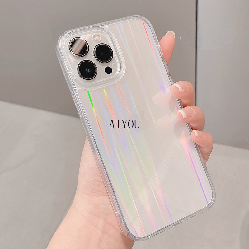Ốp Điện Thoại Acrylic Trong Suốt Màu Cầu Vồng Cho iPhone 14 Pro Max 13 X XS Max XR 12 Mini 11 Pro Max 6 6S 7 8 Plus