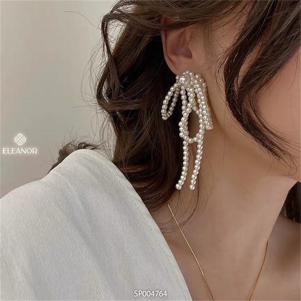 Bông tai nữ ngọc trai nhân tạo Eleanor Accessories chuôi bạc 925 phụ kiện trang sức chuỗi hạt hình nơ