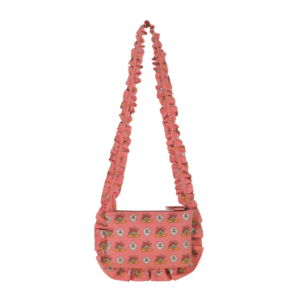 Cath Kidston - Túi đeo chéo/Organic Cotton Ruffle Cross Body - Stamp Paisley - Pink