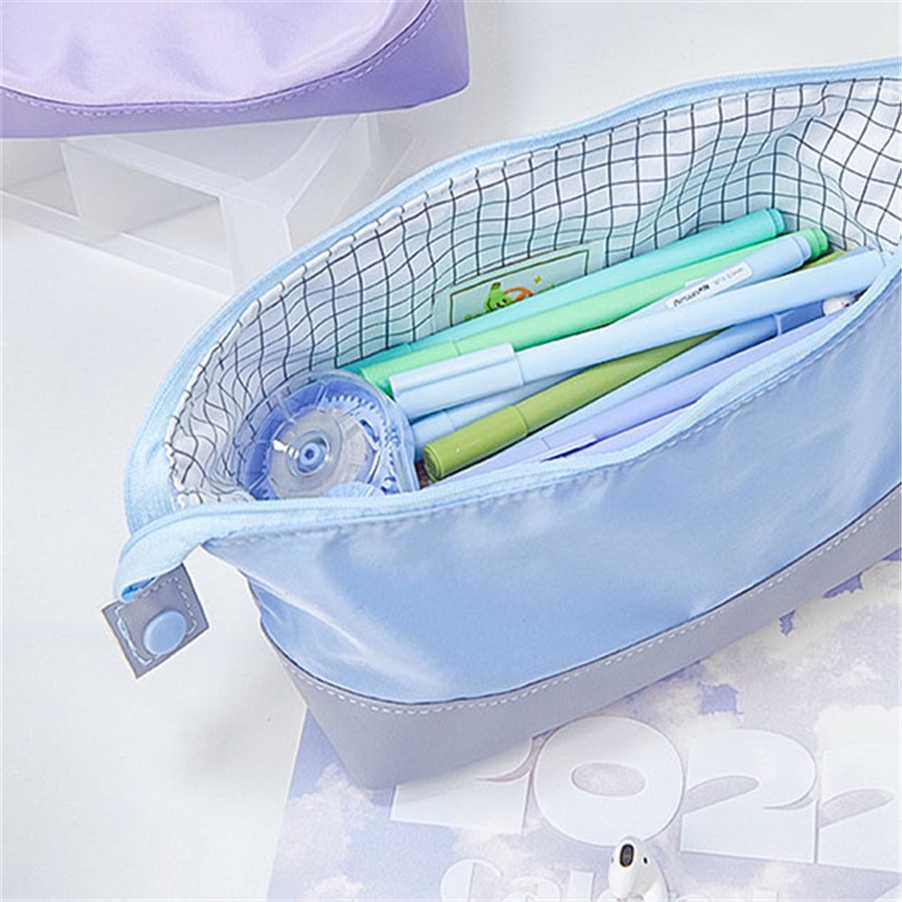 Cod Qipin Ins Túi Đựng Bút Chì Trang Điểm Mỹ Phẩm Văn Phòng Phẩm Làm Đẹp Có Khóa Kéo Ghép Nối Đơn Giản Sức Chứa Lớn Ins Dành Cho