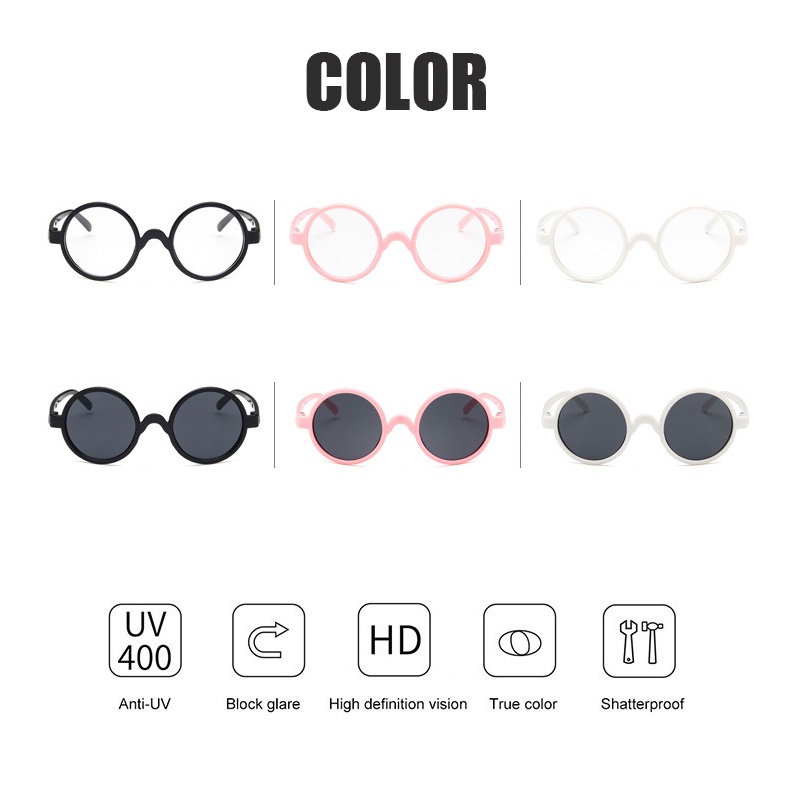 (AIMURUSI) COD Kính Mát Gọng Tròn Chống Tia UV400 Phong Cách Hàn Quốc Dễ Thương Dành Cho Bé