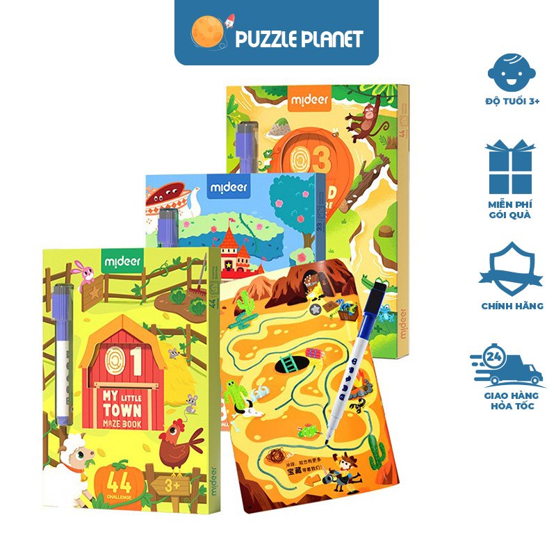 MIDEER - Bộ Trò Chơi Mê Cung (puzzle) 4 Cấp Độ Từ Dễ Đến Khó Phát Triển Trí Tuệ Cho Trẻ