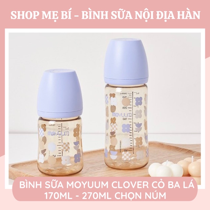 [ Tặng sticker] Bình sữa Moyuum Clover Cỏ ba lá 170ml - 270ml chọn núm