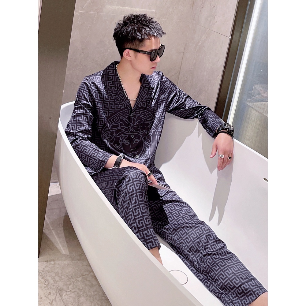 Bộ đồ ngủ nam Pijama lụa cao cấp mềm mịn,thoáng mát với thiết kế tinh tế, đường may tỉ mỉ VC16 - BeeManor